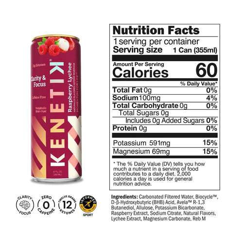 12 Pack - Kenetik: Ketone Drink - Raspberry Lychee